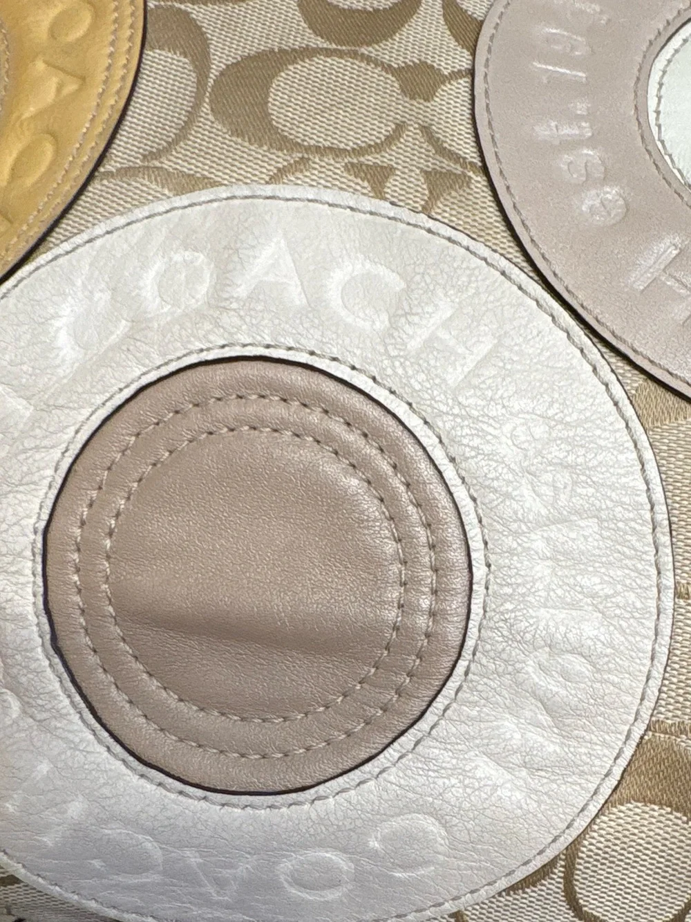 Coach rare snap head Signature Canvas Tote with Multi-Color Circle Appliqué
